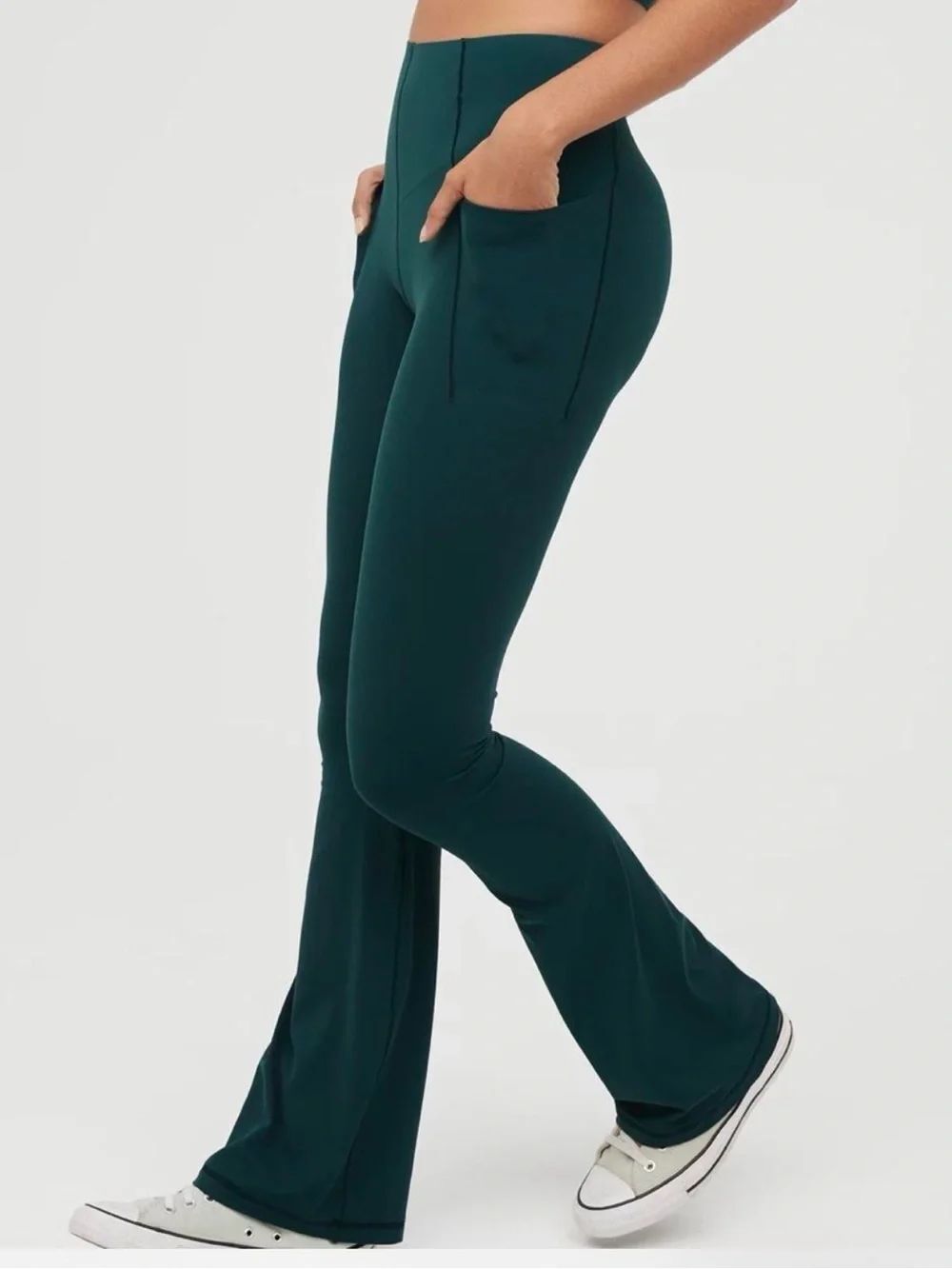 Offline by Aerie High-Rise Bootcut Pants - Deep Green comfy long XL